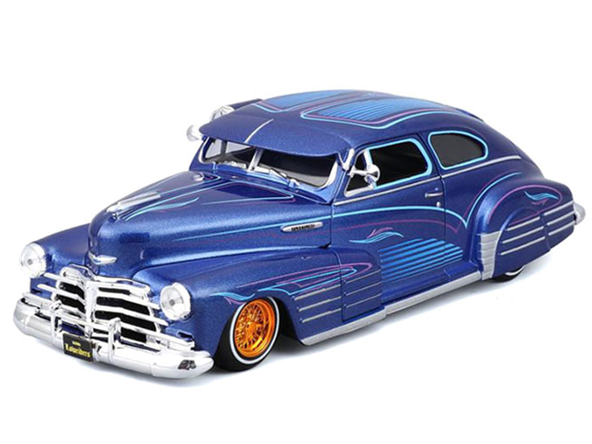 1948 Chevrolet Fleetline Lowrider Blue Metallic with Graphics "Maisto Design" Series 1/25 Diecast Model Car