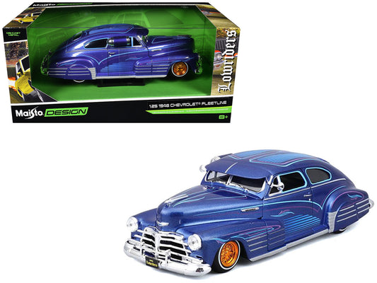 1948 Chevrolet Fleetline Lowrider Blue Metallic with Graphics "Maisto Design" Series 1/25 Diecast Model Car