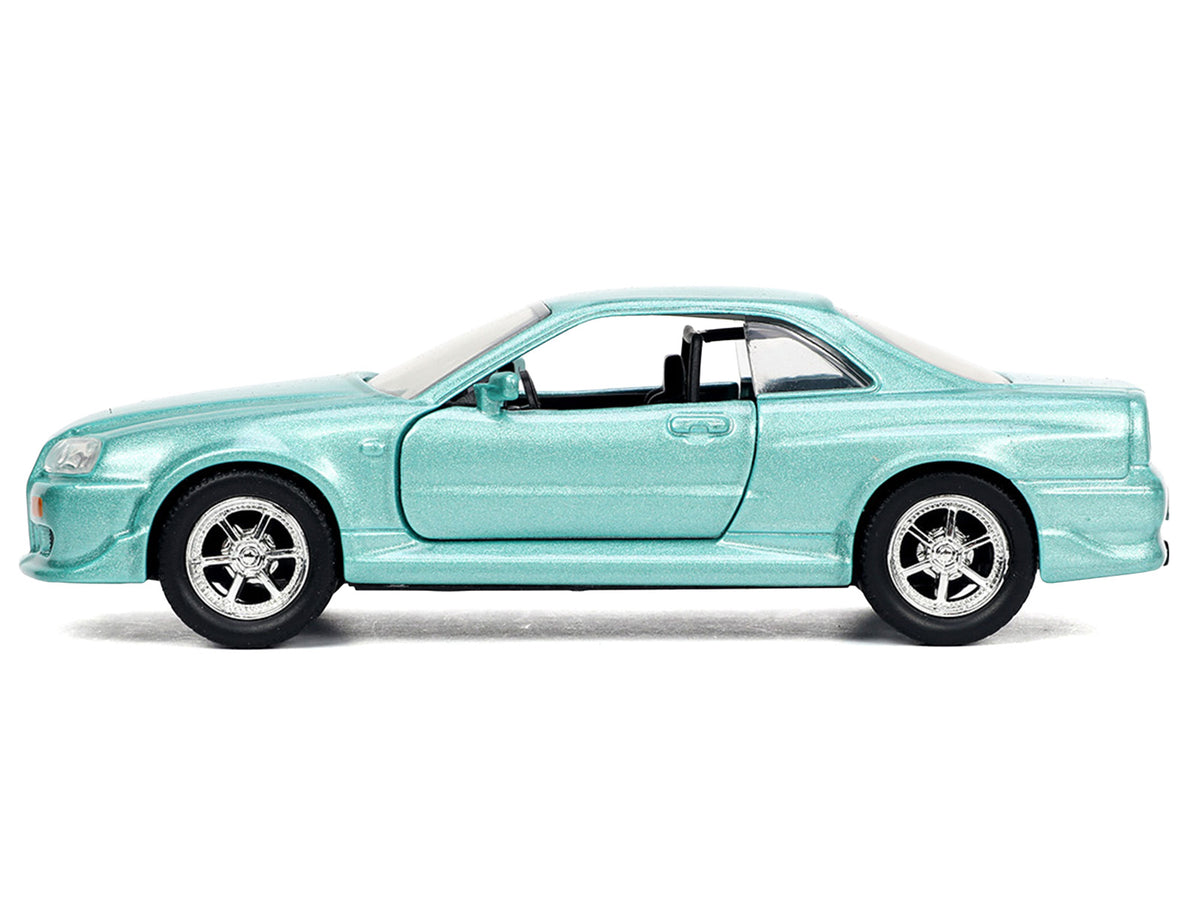 Brian's Nissan Skyline GT-R (BNR34) RHD (Right Hand Drive) Turquoise Metallic "Fast & Furious" Movie 1/32 Diecast Model Car