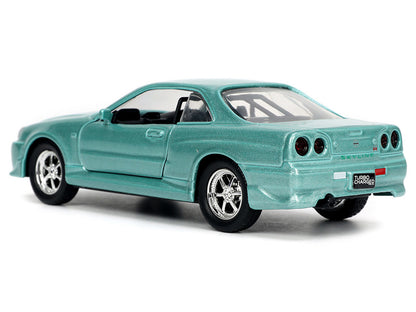 Brian's Nissan Skyline GT-R (BNR34) RHD (Right Hand Drive) Turquoise Metallic "Fast & Furious" Movie 1/32 Diecast Model Car