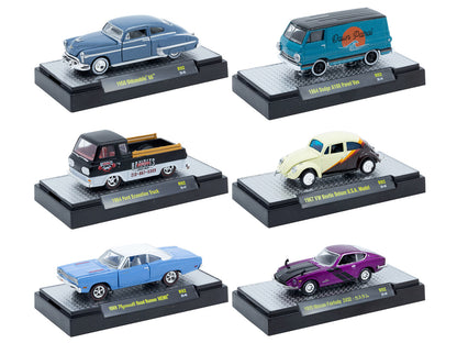 "Auto Meets" Set of 6 Cars IN DISPLAY CASES Release 92 Limited Edition 1/64 Diecast Model Cars