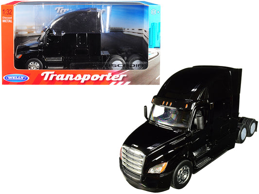 Freightliner Cascadia Truck Black "Transporter" 1/32 Diecast Model