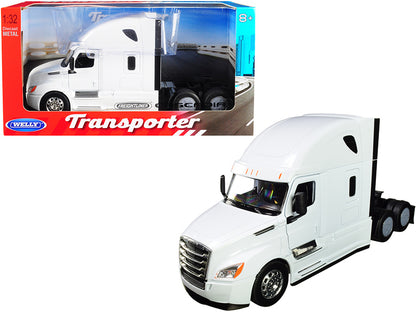 Freightliner Cascadia Truck White "Transporter" 1/32 Diecast Model