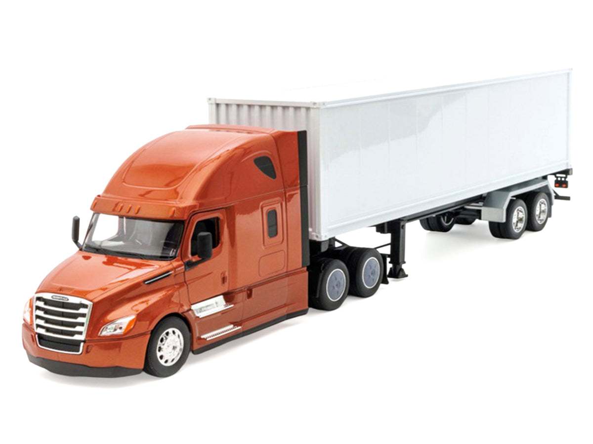 Freightliner Cascadia Truck Bronze Metallic with White Container "Transporter" Series 1/32 Diecast Model
