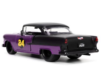 1955 Chevrolet Bel Air #24 Purple Metallic and Matt Black "Bigtime Muscle" Series 1/24 Diecast Model Car