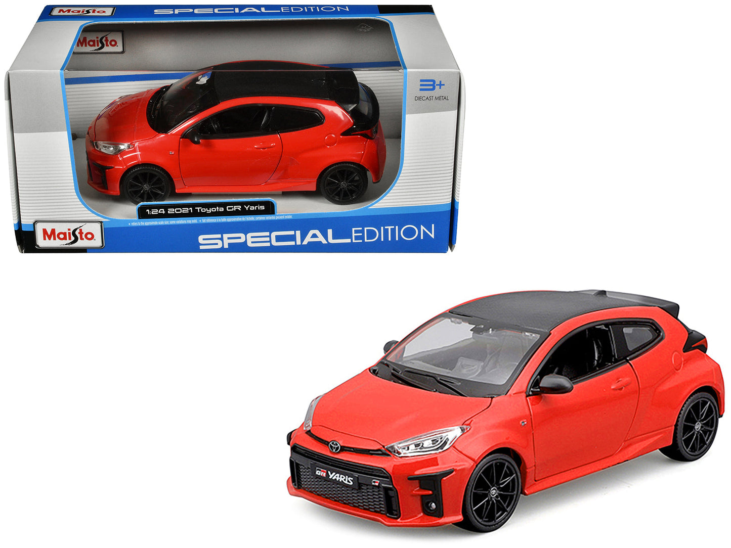 2021 Toyota GR Yaris Red with Carbon Top "Special Edition" Series 1/24 Diecast Model Car