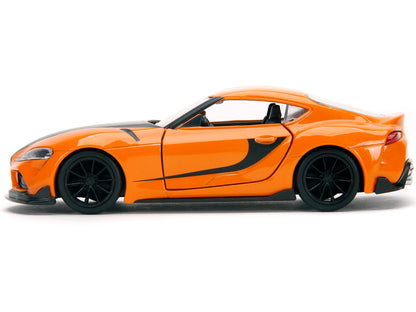 Han's Mazda RX-7 Orange Metallic and Matt Black and Toyota GR Supra Orange Metallic with Black Hood Set of 2 pieces "Fast & Furious" Series 1/32 Diecast Model Cars