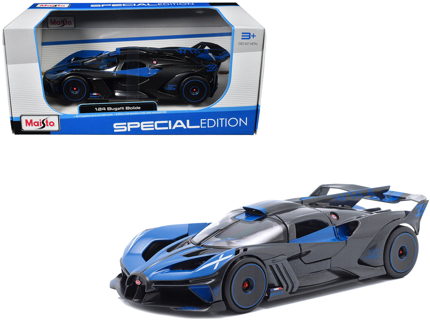 Bugatti Bolide Blue and Black Metallic "Special Edition" Series 1/24 Diecast Model Car