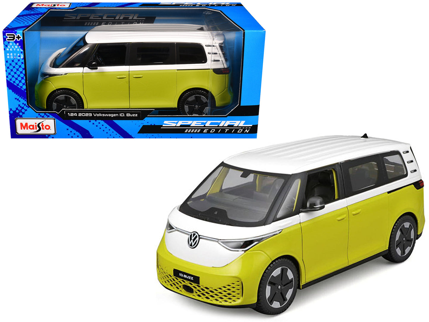 2023 Volkswagen ID. Buzz Van Yellow and White "Special Edition" Series 1/24 Diecast Model Car