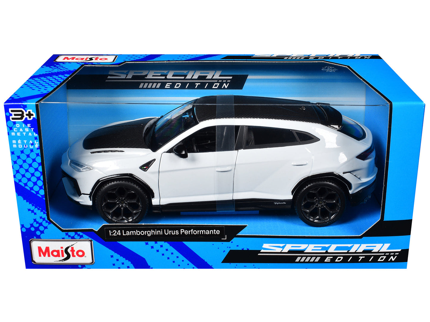Lamborghini Urus Performante White Metallic with Carbon Hood and Top "Special Edition" Series 1/24 Diecast Model Car