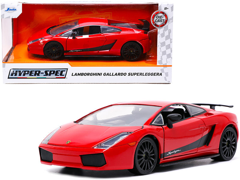 Lamborghini Gallardo Superleggera Red with Black Stripes "Hyper-Spec" Series 1/24 Diecast Model Car
