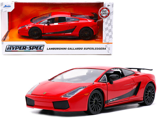 Lamborghini Gallardo Superleggera Red with Black Stripes "Hyper-Spec" Series 1/24 Diecast Model Car