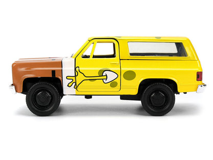 1980 Chevrolet K5 Blazer "SpongeBob Star" Livery Yellow "SpongeBob SquarePants" (1999-Current) TV Series "Hollywood Rides" Series 1/32 Diecast Model Car