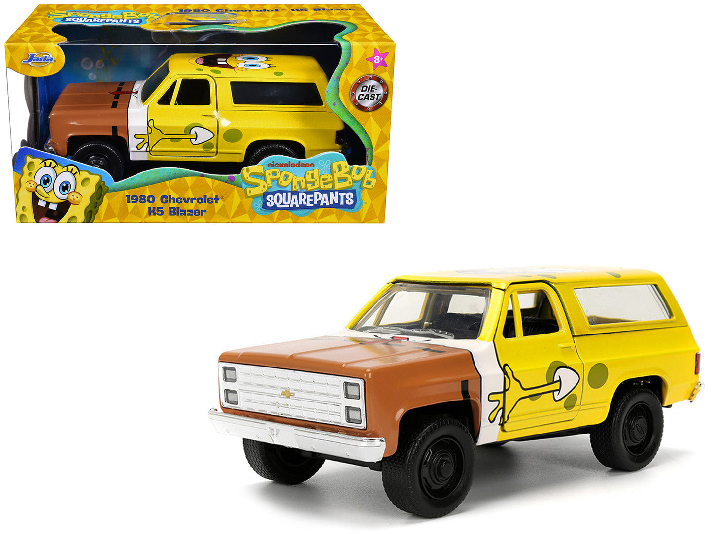 1980 Chevrolet K5 Blazer "SpongeBob Star" Livery Yellow "SpongeBob SquarePants" (1999-Current) TV Series "Hollywood Rides" Series 1/32 Diecast Model Car