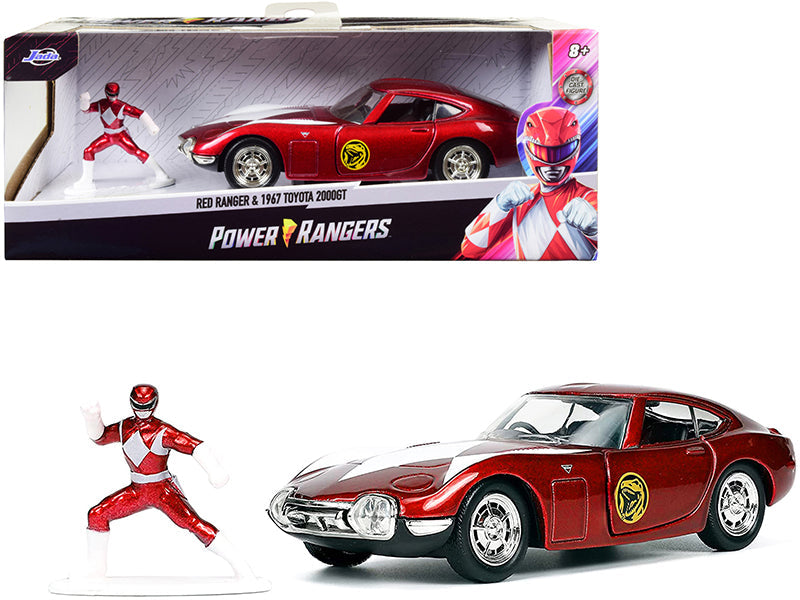 1967 Toyota 2000GT RHD (Right Hand Drive) Red Metallic and Red Ranger Diecast Figurine "Power Rangers" "Hollywood Rides" Series 1/32 Diecast Model Car