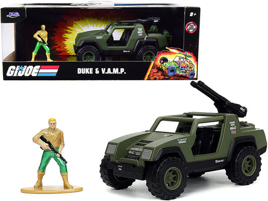 V.A.M.P. Olive Green and Duke Diecast Figurine "G.I. Joe" "Hollywood Rides" Series 1/32 Diecast Model Car