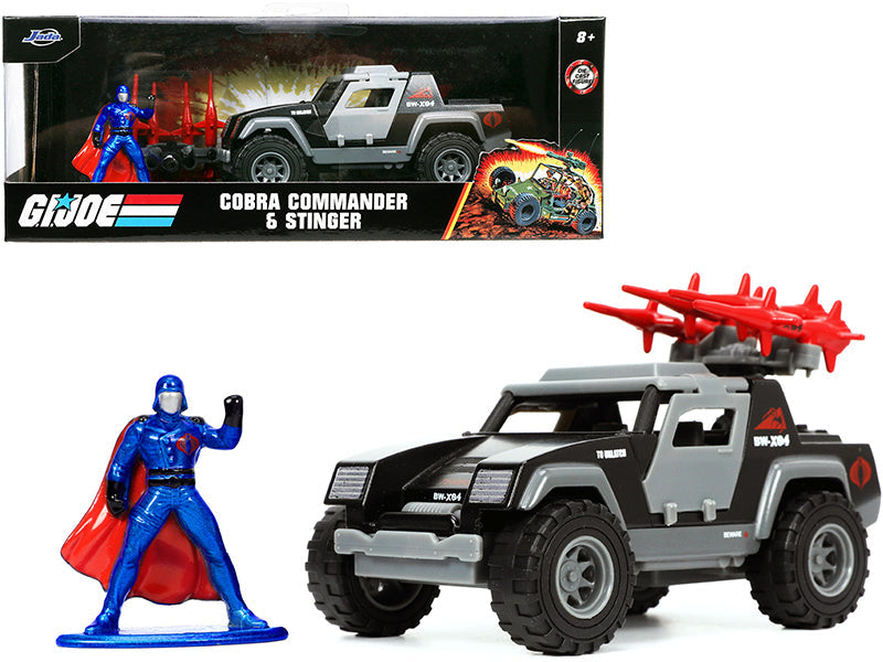 Stinger with Missile Launcher and Cobra Commander Diecast Figurine "G.I. Joe" "Hollywood Rides" Series 1/32 Diecast Model Car