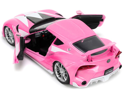 Toyota FT-1 Concept Pink Metallic and Pink Ranger Diecast Figurine "Power Rangers" "Hollywood Rides" Series 1/24 Diecast Model Car