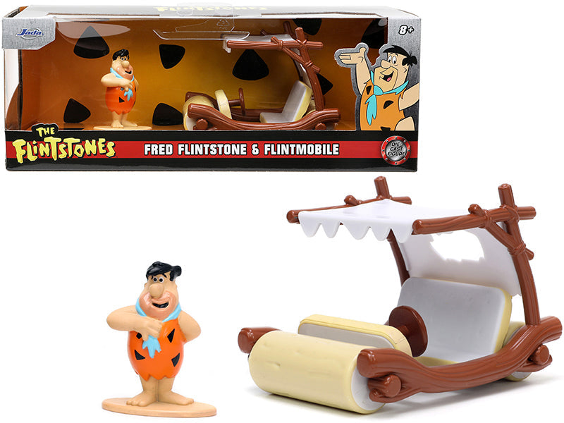 Flintmobile with Fred Flintstone Diecast Figurine "The Flintstones" "Hollywood Rides" Series 1/32 Diecast Model Car