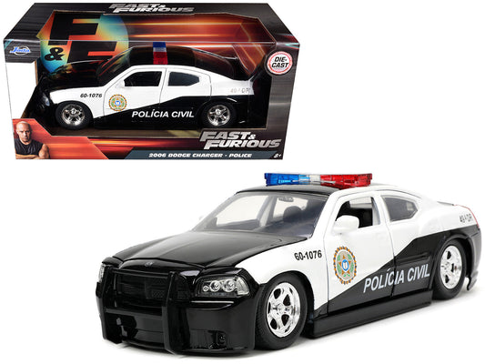 2006 Dodge Charger Police Black and White "Policia Civil" "Fast & Furious" Series 1/24 Diecast Model Car
