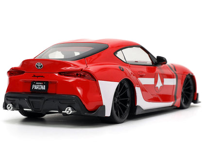 2020 Toyota Supra Red with Graphics and Miriya Sterling Diecast Figurine "Robotech" "Hollywood Rides" Series 1/24 Diecast Model Car