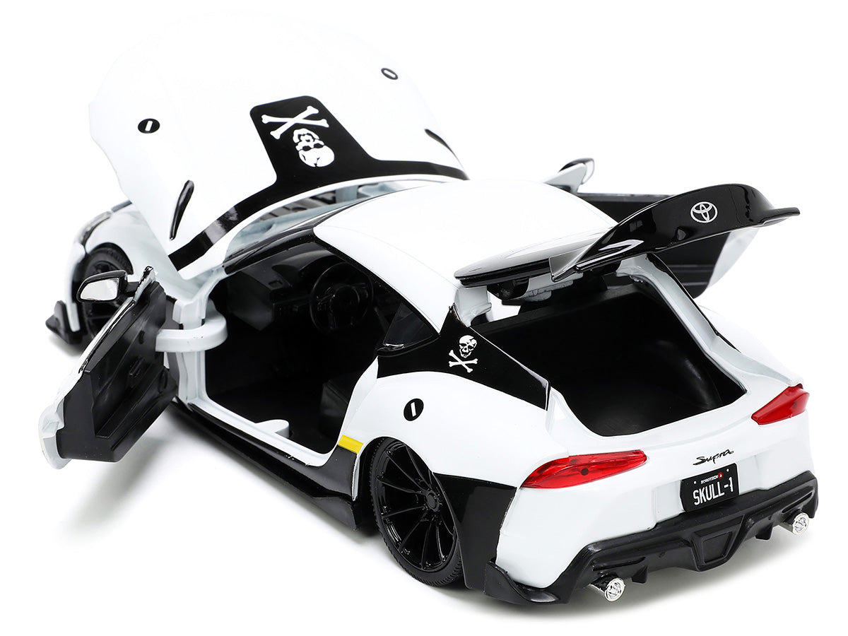 2020 Toyota Supra White and Roy Focker Diecast Figurine "Robotech" "Hollywood Rides" Series 1/24 Diecast Model Car