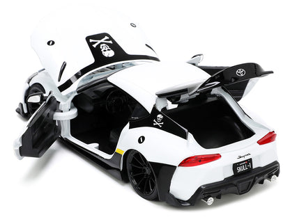 2020 Toyota Supra White and Roy Focker Diecast Figurine "Robotech" "Hollywood Rides" Series 1/24 Diecast Model Car