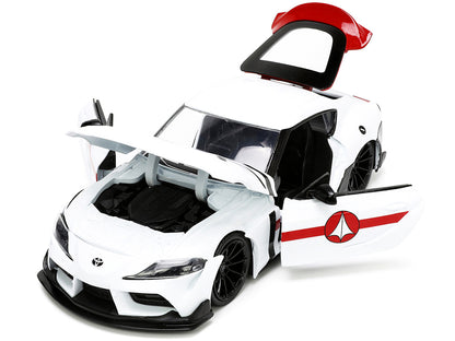 2020 Toyota Supra White and Rick Hunter Diecast Figurine "Robotech" "Hollywood Rides" Series 1/24 Diecast Model Car