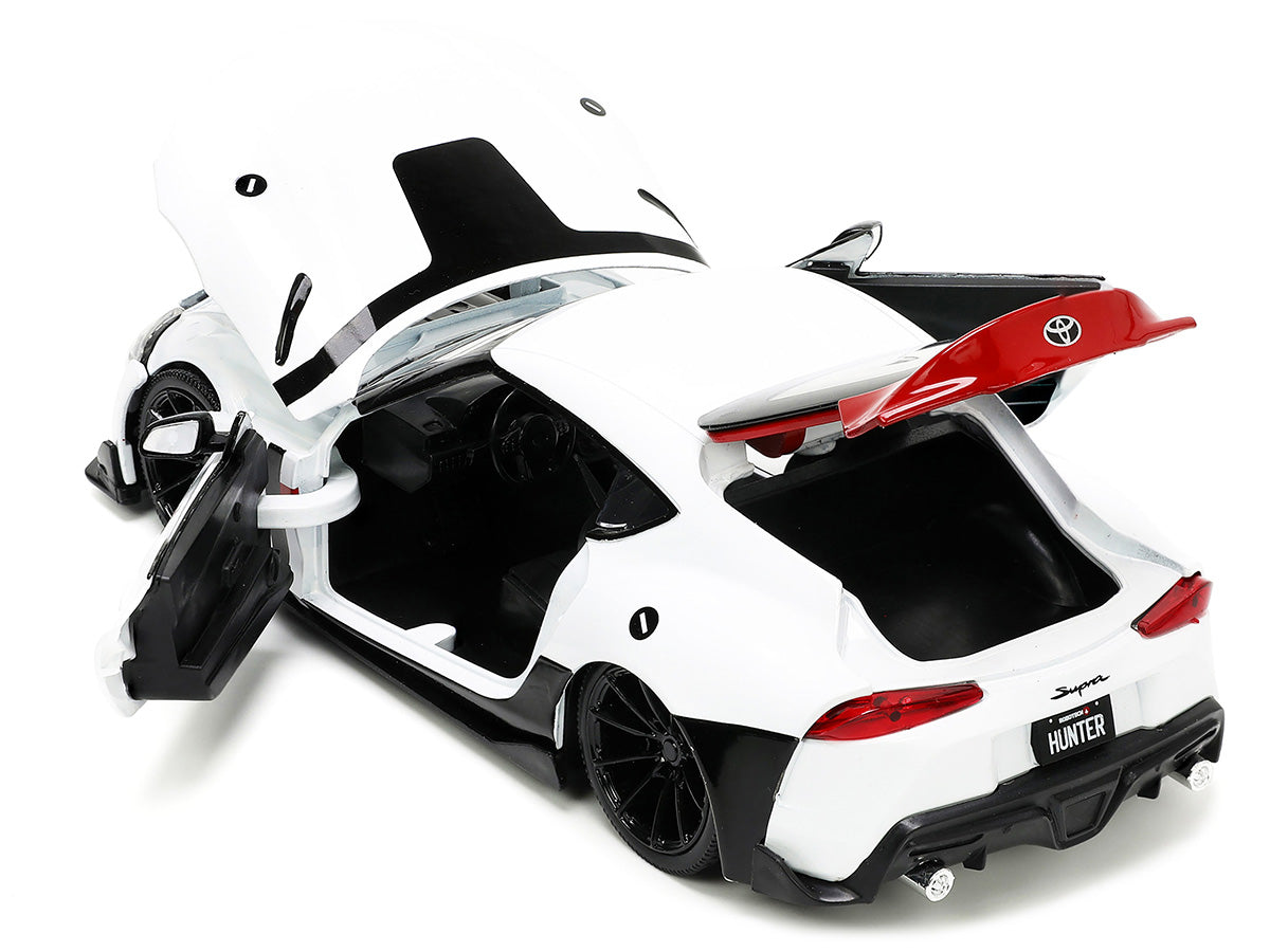 2020 Toyota Supra White and Rick Hunter Diecast Figurine "Robotech" "Hollywood Rides" Series 1/24 Diecast Model Car