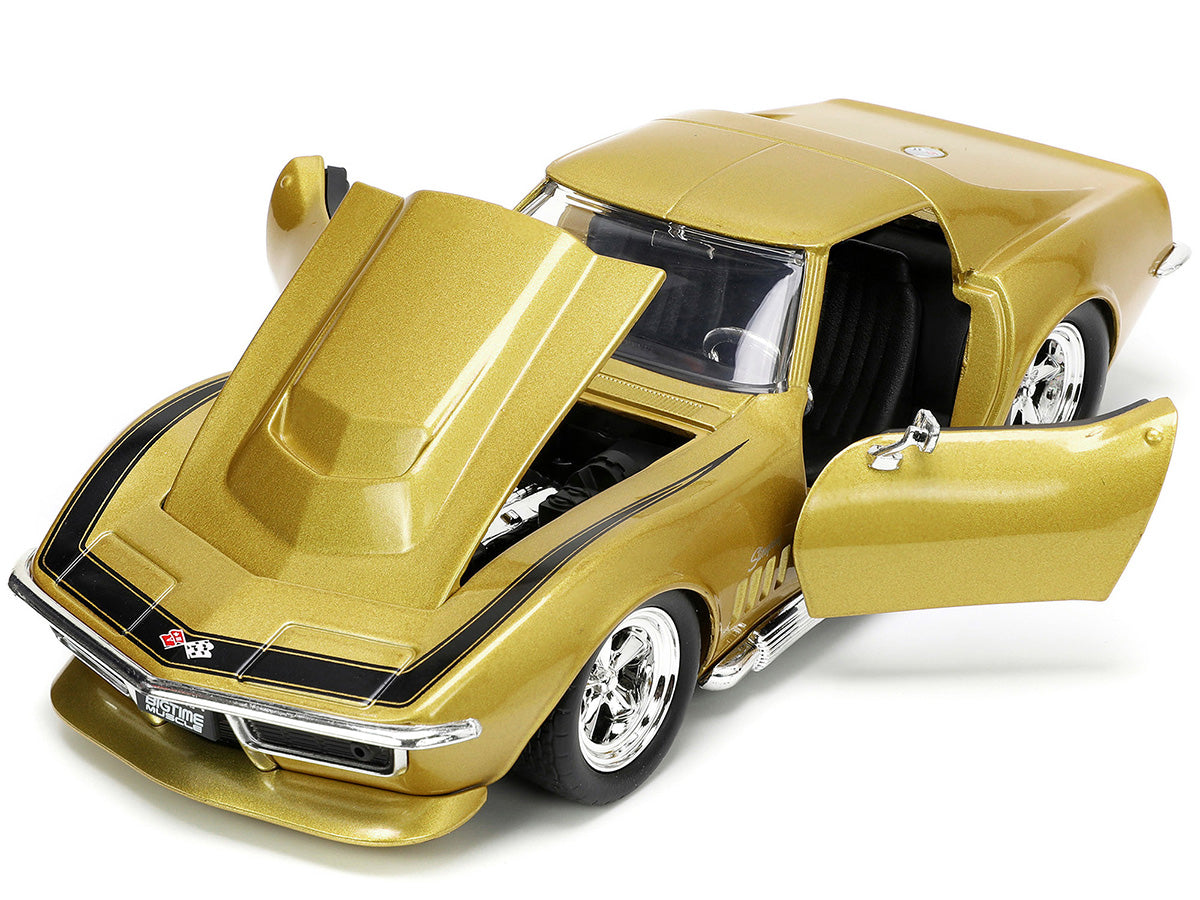 1969 Chevrolet Corvette Stingray ZL-1 Gold Metallic with Black Stripe "Bigtime Muscle" Series 1/24 Diecast Model Car