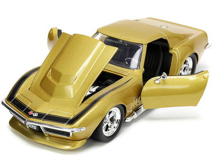 1969 Chevrolet Corvette Stingray ZL-1 Gold Metallic with Black Stripe "Bigtime Muscle" Series 1/24 Diecast Model Car