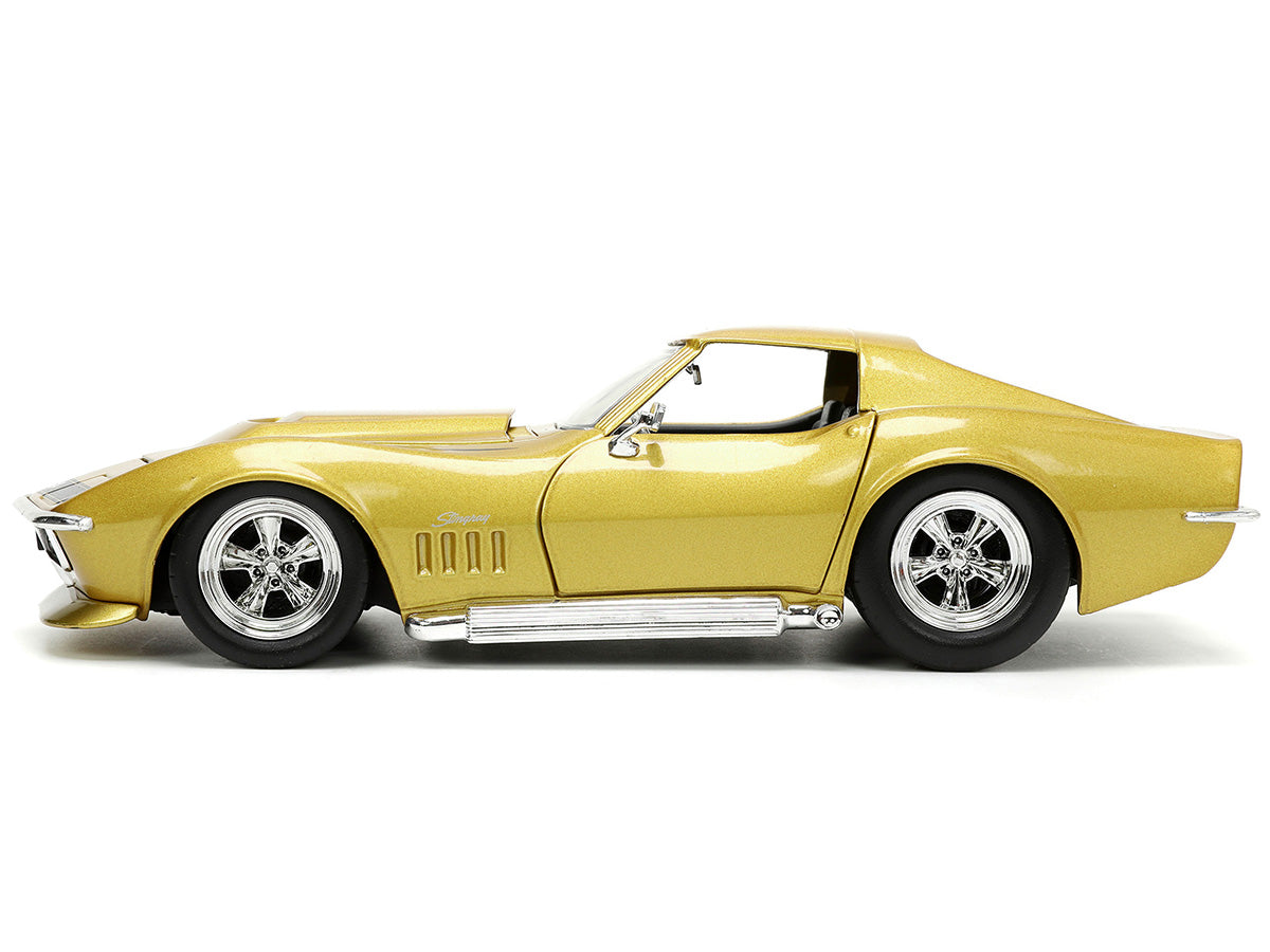 1969 Chevrolet Corvette Stingray ZL-1 Gold Metallic with Black Stripe "Bigtime Muscle" Series 1/24 Diecast Model Car