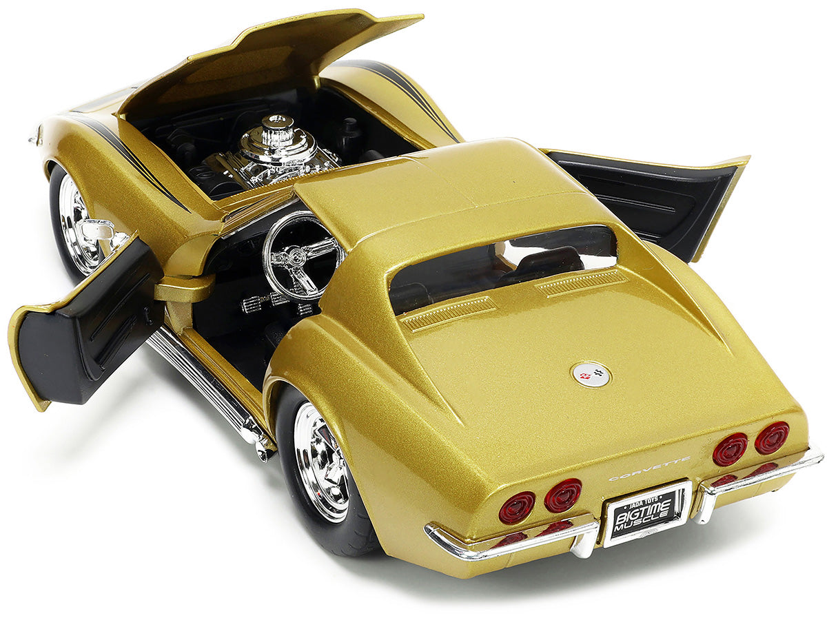 1969 Chevrolet Corvette Stingray ZL-1 Gold Metallic with Black Stripe "Bigtime Muscle" Series 1/24 Diecast Model Car