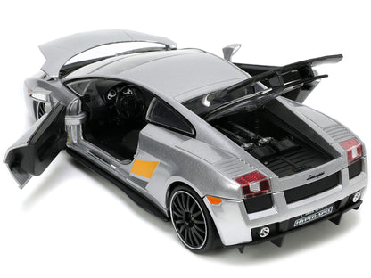 Lamborghini Gallardo Superleggera Silver Metallic with Yellow Stripes "Hyper-Spec" Series 1/24 Diecast Model Car