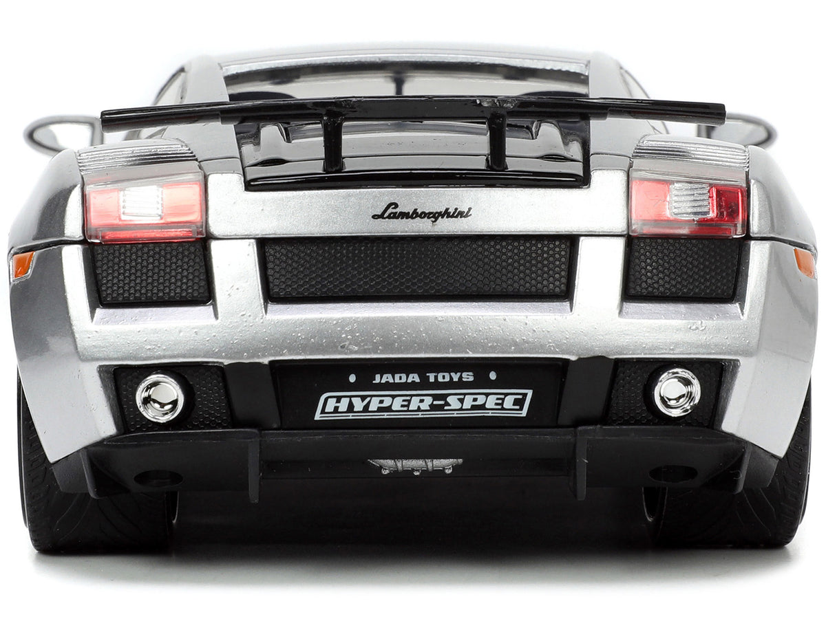 Lamborghini Gallardo Superleggera Silver Metallic with Yellow Stripes "Hyper-Spec" Series 1/24 Diecast Model Car