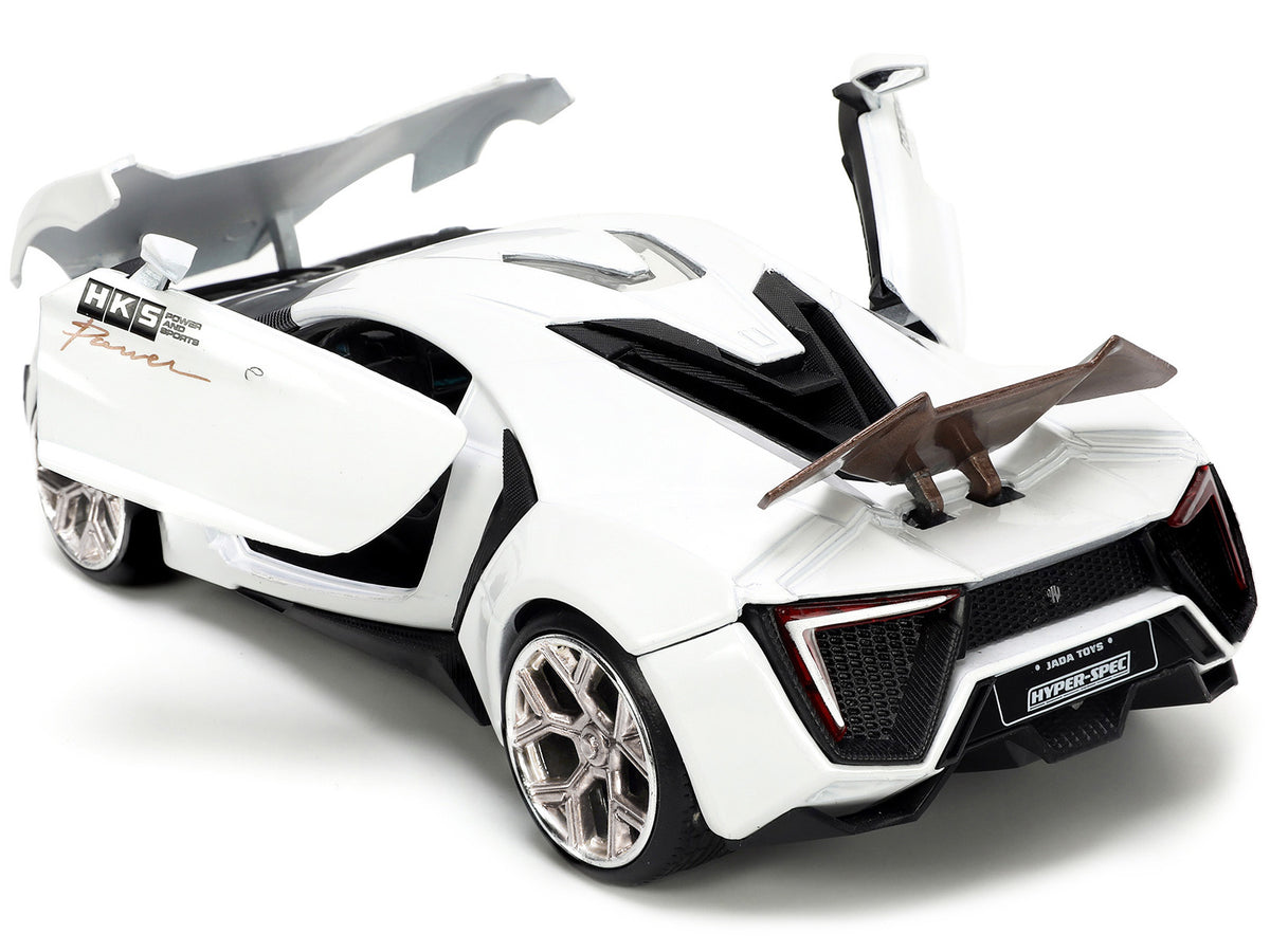 Lykan Hypersport White with Bronze Metallic Rear Spoiler "HKS" "Hyper-Spec" Series 1/24 Diecast Model Car