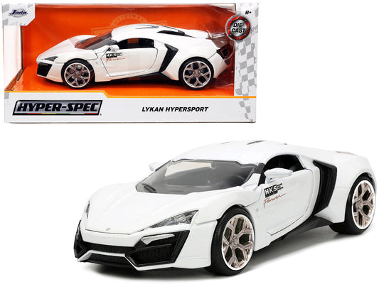 Lykan Hypersport White with Bronze Metallic Rear Spoiler "HKS" "Hyper-Spec" Series 1/24 Diecast Model Car