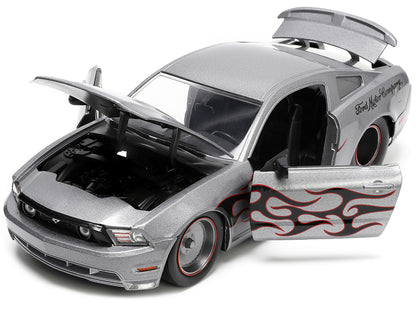 2010 Ford Mustang GT Gray Metallic with Flames "Ford Motor Company" "Bigtime Muscle" Series 1/24 Diecast Model Car