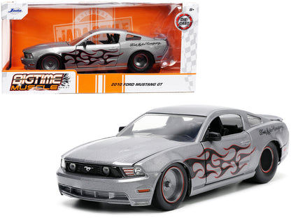 2010 Ford Mustang GT Gray Metallic with Flames "Ford Motor Company" "Bigtime Muscle" Series 1/24 Diecast Model Car