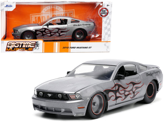 2010 Ford Mustang GT Gray Metallic with Flames "Ford Motor Company" "Bigtime Muscle" Series 1/24 Diecast Model Car