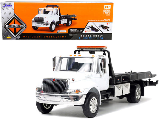 International DuraStar 4400 Flatbed Tow Truck White 1/24 Diecast Model