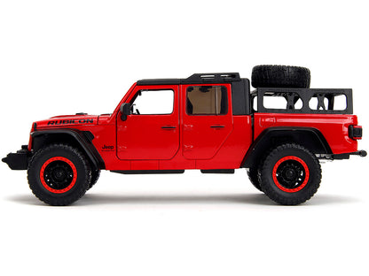 2020 Jeep Gladiator Rubicon Pickup Truck Red with Black Top and Extra Wheels "Just Trucks" Series 1/24 Diecast Model Car