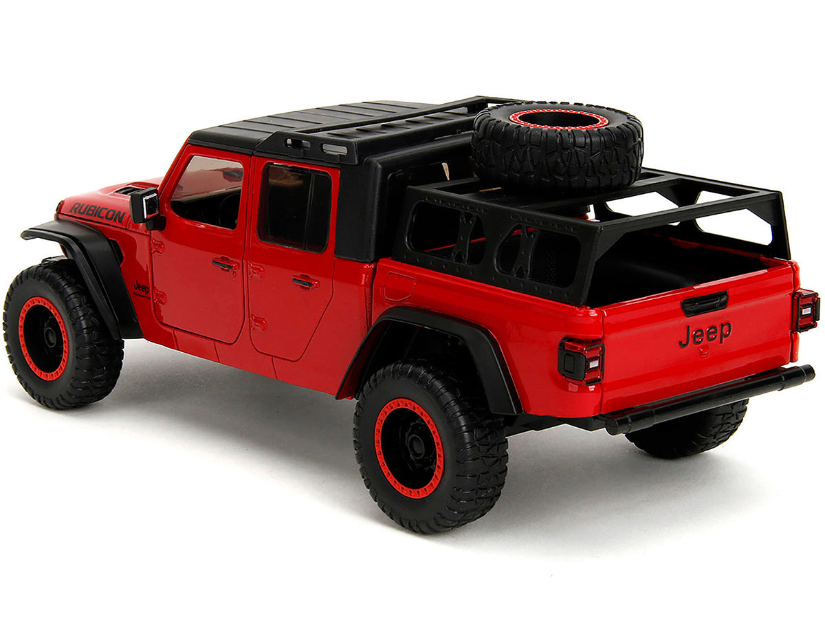2020 Jeep Gladiator Rubicon Pickup Truck Red with Black Top and Extra Wheels "Just Trucks" Series 1/24 Diecast Model Car