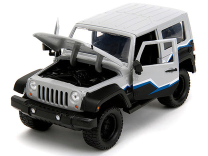 2007 Jeep Wrangler Gray and Black with Blue and White Stripes with Extra Wheels "Just Trucks" Series 1/24 Diecast Model Car