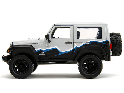 2007 Jeep Wrangler Gray and Black with Blue and White Stripes with Extra Wheels "Just Trucks" Series 1/24 Diecast Model Car