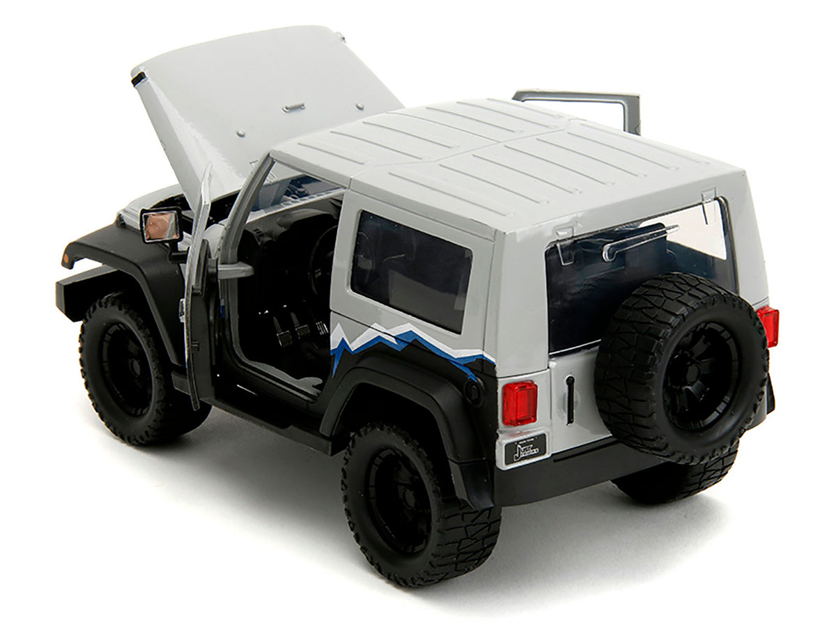 2007 Jeep Wrangler Gray and Black with Blue and White Stripes with Extra Wheels "Just Trucks" Series 1/24 Diecast Model Car