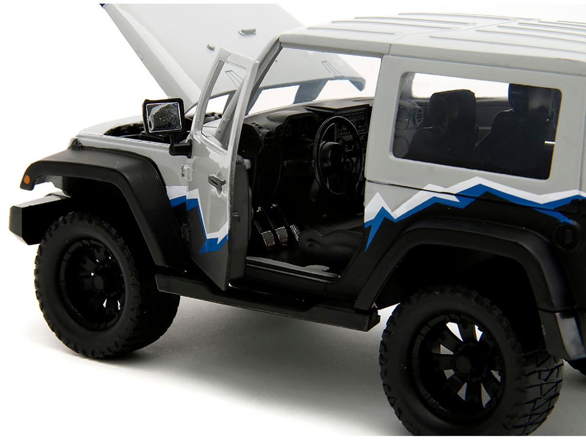 2007 Jeep Wrangler Gray and Black with Blue and White Stripes with Extra Wheels "Just Trucks" Series 1/24 Diecast Model Car