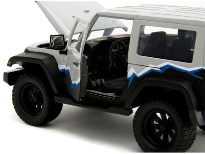 2007 Jeep Wrangler Gray and Black with Blue and White Stripes with Extra Wheels "Just Trucks" Series 1/24 Diecast Model Car