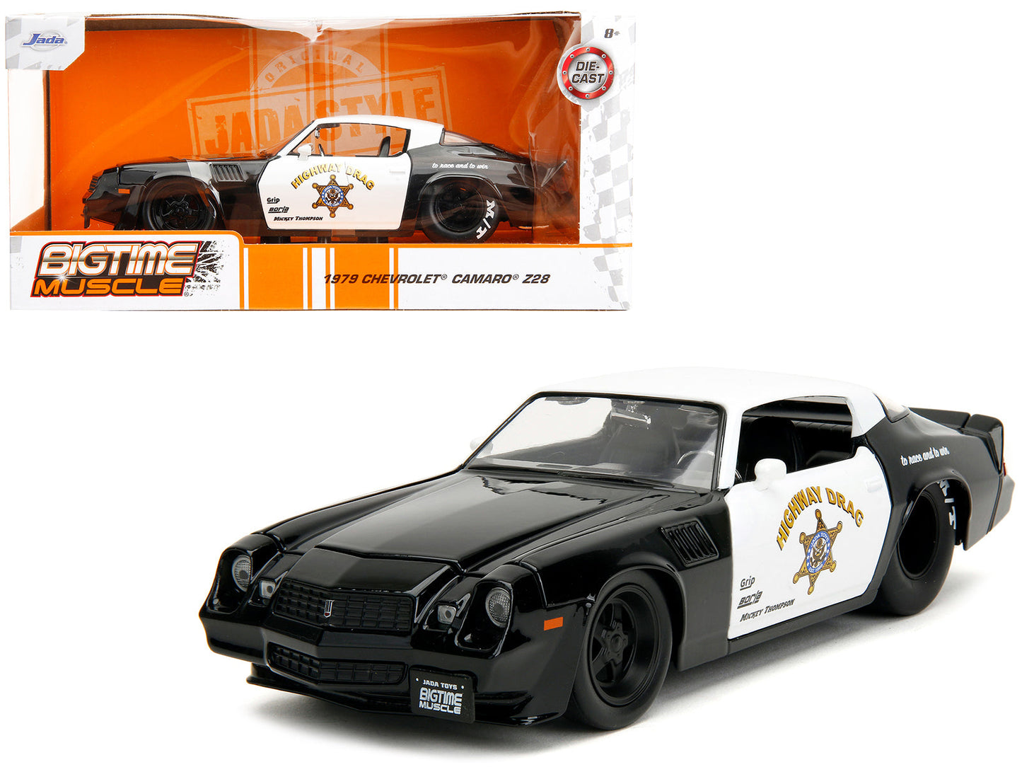 1979 Chevrolet Camaro Z28 Police Black and White "Highway Drag" "Bigtime Muscle" Series 1/24 Diecast Model Car