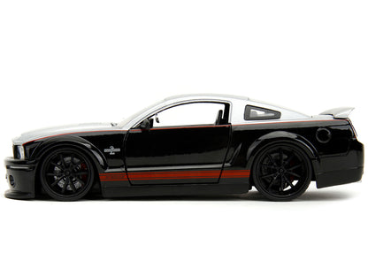 2008 Ford Shelby Mustang GT-500KR Silver and Black with Red Stripes "Bigtime Muscle" Series 1/24 Diecast Model Car